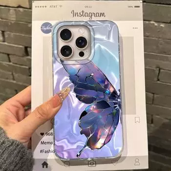 Роскошный чехол для телефона с бабочкой для девочек и женщин для Apple iphone 16pro 15 16 14 13 Pro Max 16e 12 11 7 8 Plus XR SE Бампер Fundas Чехол iphone 7 or 8 белый