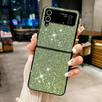 Роскошный чехол для телефона с блестящими бриллиантами для Samsung Galaxy Z Flip 4 5, матовый жесткий противоударный чехол-бампер для Z Flip3 Flip5 5G For Galaxy Z Flip 5 розовый