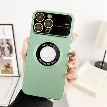 Роскошный чехол для телефона с большим окном, окрашенный распылением, этикетка для защиты от утечки пленки с магнитной присоской, подходит для iPhone 14 13 12 11 Pro Max, защитный чехол от падения iPhone 14 Pro Max чёрный