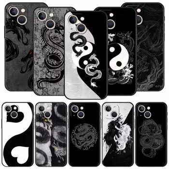 Роскошный чехол для телефона с дизайном дракона для iPhone 15 13 14 12 11 Pro MAX XR X SE XS 7 8 Plus, мягкий силиконовый черный защитный чехол iPhone XR
