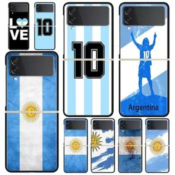 Роскошный чехол для телефона с флагом Аргентины Soccer 10 для Samsung GalaxyZ Flip 4 5 Fold Hard PC Shell для Samsung Z Flip 3 Couqe Galaxy Z Flip 5