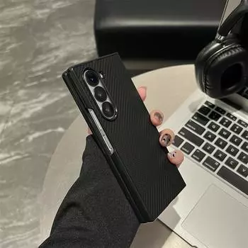 Роскошный чехол для телефона с гальваническим покрытием под кевлар и углеволокно для Samsung Z Fold 7 6 5 4, противоударный бампер, матовая однотонная задняя крышка Galaxy Z Fold4 чёрный