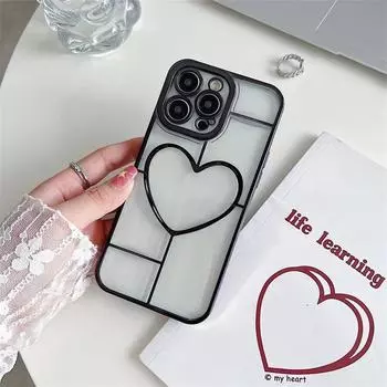 Роскошный чехол для телефона с гальваническим покрытием Love Heart для iPhone 11, чехол для iPhone 13 12 14 15 Pro Max 14 15 Plus, противоударный бампер, прозрачный чехол For iPhone 14 Plus