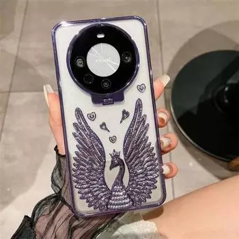 Роскошный чехол для телефона с гальваническим лебедем для Huawei Mate 60 Mate 60 Pro, прозрачный противоударный чехол из ТПУ Huawei Mate 60 чёрный