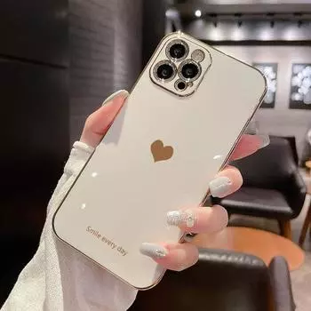 Роскошный чехол для телефона с гальваническим покрытием Love Heart для iPhone 11 12 13 14 15Pro Max X XR XS Max 7 8 Plus, мягкая задняя крышка из ТПУ ярких цветов For iPhone X