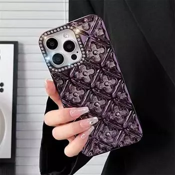 Роскошный чехол для телефона с гальваническим покрытием и бриллиантовым блеском в виде цветка для iPhone 16 15 14 13 12 11 Pro Max 16 15 14 13 12 Pro, мягкий чехол из ТПУ iPhone 11 чёрный