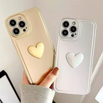 Роскошный чехол для телефона с гальваническим покрытием Love Heart для Iphone 11 12 13 14 Pro Max Plus, матовый бампер, мягкие силиконовые чехлы золотого цвета For iPhone 14Plus серебряный