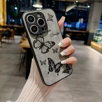 Роскошный чехол для телефона с изображением розы для iPhone 15 14 Pro Max 13 Pro 12 11 XR XS Max 8 7 Plus, противоударный тонкий мягкий чехол с принтом бабочки