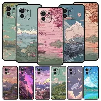 Роскошный чехол для телефона с изображением заката в Японии для Xiaomi 12T Pro 12 13 11 Ultra Mi Note 10 Lite 10T 5G 11X Pro 11T 9T, мягкий чехол Poco X4 Pro 5G
