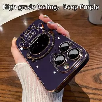 Роскошный чехол для телефона с космонавтом для Iphone 11 12 13 14 Pro Max Xs X Xr, защитное покрытие для объектива, противоударный силиконовый чехол-подставка For iPhone 14 Pro фиолетовый