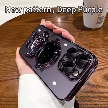 Роскошный чехол для телефона с космонавтом для Iphone 11 12 13 14 Pro Max, защитное покрытие для объектива, силиконовая подставка для телефона, чехол-держатель, принципиально For iPhone 12 синий