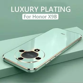 Роскошный чехол для телефона с квадратным покрытием для Honor X9B HonorX9B 5G, противоударная мягкая силиконовая задняя крышка For Honor X9B прозрачный