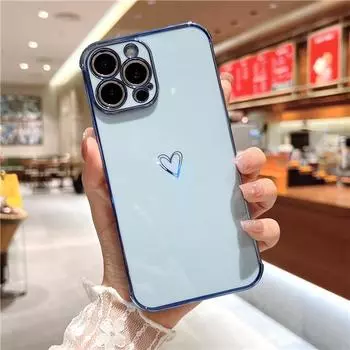 Роскошный чехол для телефона с квадратным покрытием Love Heart для iPhone 13 12 Mini 11 Pro Max X XR XS Candy Bnmper On 7 8 Plus SE, мягкий чехол For iPhone 12 Mini