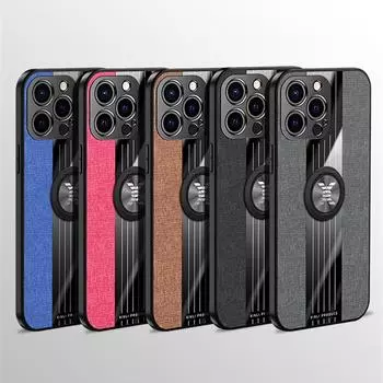 Роскошный чехол для телефона с льняной текстурой для iPhone 13 12 11 Xs Pro Max Mini X 8 7 6 6S Plus SE, автомобильный магнитный держатель-подставка, задняя крышка For iPhone 6 or 6s розы красного