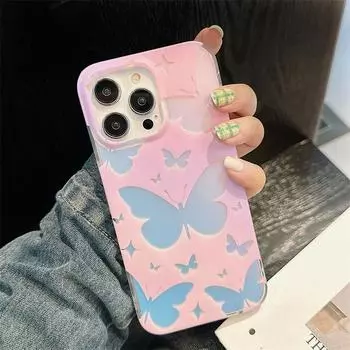 Роскошный чехол для телефона с лазерной бабочкой, подходящий для iPhone 14, 13, 12, 11 Pro Max, комплексные чехлы для защиты от падения iPhone 14 Pro Max