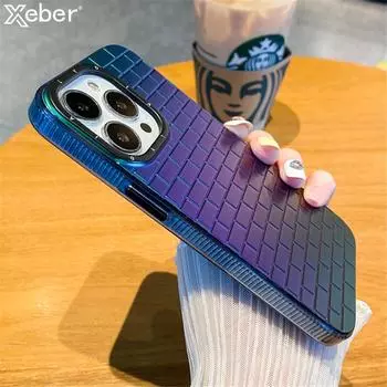 Роскошный чехол для телефона с лазерным градиентным покрытием и узором для Iphone 13 Pro Max 11 12 14 Pro Max, силиконовый бампер, противоударный чехол For iPhone 14 фиолетовый