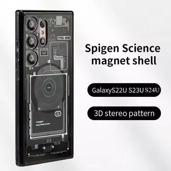 Роскошный чехол для телефона с магнитной технологией Chip Elements для Samsung Galaxy S25 S24 S23 S22 Ultra Plus Magsafe Wireless Charging Transparent Cover For Samsung S24 Ultra белый