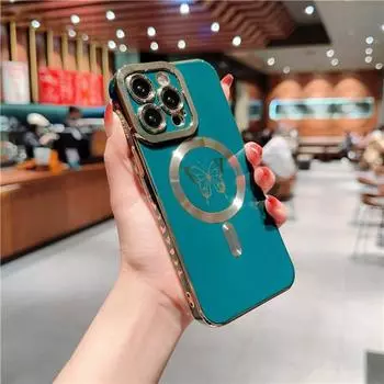 Роскошный чехол для телефона с магнитным кругом и рамкой для iPhone 11 12 13 14 Pro Max 14Plus, защитный чехол Magsafe с беспроводной зарядкой For 11 Pro Max