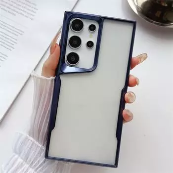 Роскошный чехол для телефона с матовым гальваническим покрытием для Samsung S24 Ultra S23 Plus S24 S23 FE S23, защитный чехол от падения Samsung S23 темно-синий