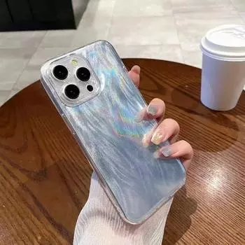 Роскошный чехол для телефона с позолоченным пером и лазером для iPhone 15, 14, 13, 11, 12Pro Max, противоударный защитный чехол с цветным градиентом For iPhone 11Pro