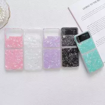 Роскошный чехол для телефона с рисунком ракушки для Samsung Galaxy Z Flip 4, чехол Z Flip 3 5g Zflip4, складной противоударный жесткий защитный чехол For Galaxy Z Flip 3 белый