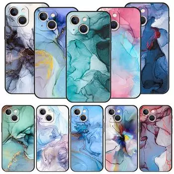 Роскошный чехол для телефона с рисунком в виде мрамора и цветка для iPhone 13 15 14 12 Mini 11 Pro MAX XR X SE XS 7 8 Plus, силиконовый черный чехол iPhone XS Max