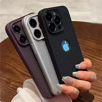 Роскошный чехол для телефона с теплоотводом для iPhone 11 12 13 14 15 Pro Max Plus X XS Max XR Hollow Ultra Thin Single Color Cover iPhone 16 Pro Max чёрный