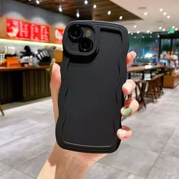 Роскошный чехол для телефона с волнистыми линиями для iPhone 15 14 13 12 11 Pro Max X Xs XR Max 7 8 Plus, матовый противоударный мягкий силиконовый чехол ярких цветов For iPhone 15