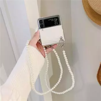 Роскошный чехол для телефона с жемчужным ремешком для Samsung Galaxy Zflip 4, модный чехол-браслет для Galaxy Z Flip Funda Capa Z Flip 3 5g Etui For Z Flip 3(5G)