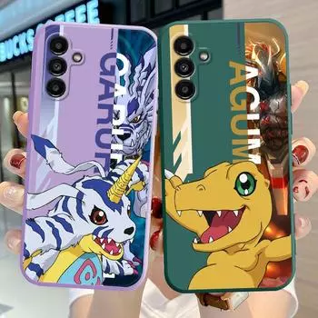 Роскошный чехол для телефона Samsung Galaxy A03s A11 A01 A02 A71 A31 A21s A51 A50 A70 Digital Monster Digimon Square Liquid Cover Samsung A01