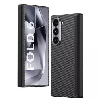 Роскошный чехол для телефона Ultra Thine из углеродного волокна для Samsung Galaxy Z Fold 6, чехол с магнитным шарниром, противоударный, для бизнеса For Galaxy Z Fold 6 чёрный