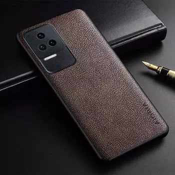 Роскошный чехол для телефона Xiaomi Poco F4 GT, тонкий чехол из искусственной кожи премиум-класса в деловом стиле, чехол для Xiaomi Redmi K50 Pro Redmi K50 коричневый