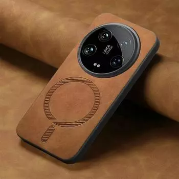 Роскошный чехол для Xiaomi 14 Ultra 5G 2024 Magsafe Cover Leather Back Panel Bumper Armor Xiaomi 14T Pro Case Mi Phone 14 T Funda Xiaomi 14T чёрный