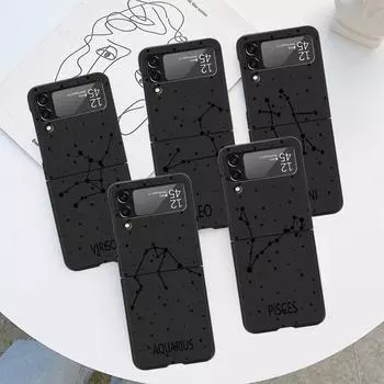 Роскошный чехол «Двенадцать созвездий» для Samsung Galaxy Z Flip 3 4 5G Funda ZFlip 3, черный ПК с жесткой задней панелью для телефона Samsung Z Flip 5G