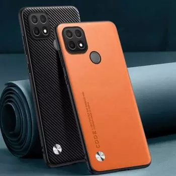 Роскошный чехол из искусственной кожи для OPPO A15 A15S A35, задняя крышка, силиконовый противоударный защитный чехол для телефона Realme C21 C21Y C25Y Coque For OPPO A15 чёрный