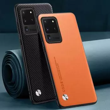 Роскошный чехол из искусственной кожи для Samsung Galaxy S20 Ultra S20 Plus S20 FE 5G, задняя крышка, матовый силиконовый защитный чехол из ТПУ, чехол для телефона For Samsung S20 оранжевый