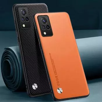 Роскошный чехол из искусственной кожи для Vivo V21 V21E 4G, задняя крышка, матовый силиконовый защитный чехол для телефона Vivo V20 SE V21E 5G V21 E Coque For Vivo V21 оранжевый