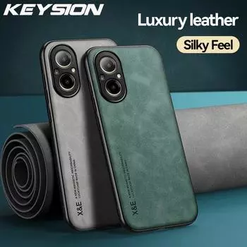 Роскошный чехол из искусственной кожи KEYSION в стиле ретро для Realme C67 4G C55 C53, мягкий силиконовый + противоударный чехол из поликарбоната для задней панели телефона для OPPO Realme C67 for Realme C67 синий