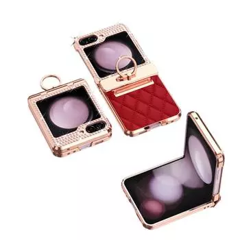 Роскошный чехол из искусственной кожи с гальваническим покрытием, защитный чехол для телефона из ПК для Samsung Galaxy Z Flip 6 5 4 3 For Galaxy Z Flip 6 белый