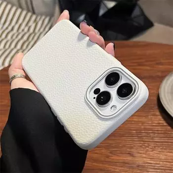 Роскошный чехол из кожи личи для iPhone 16 Pro Max 15 14 Plus 13 12 11 Pro TPU защитный чехол от падений iPhone 16 Pro Max белый