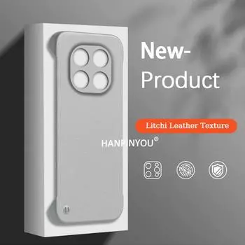 Роскошный чехол из кожи Litchi Grain для Xiaomi Note 14 Pro Plus Note 13 12 Turbo 11T Pro Poco X7 F5 X4GT безрамный матовый жесткий чехол для ПК с защитой от отпечатков пальцев Redmi Note 14 5G чёрный