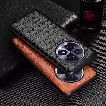 Роскошный чехол из крокодиловой кожи для Realme 13 Pro Plus 5G Slim Fit Premium Cover для Realme 13 Pro case Realme 13 5G чёрный