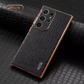 Роскошный чехол из крокодиловой кожи для Samsung Galaxy S24 Ultra S23 S23FE, чехол Galaxy A55 A35 A25 A05s A54 A34 A14, мягкий силиконовый защитный чехол galaxy s24 коричневый