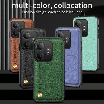 Роскошный чехол из натуральной классической кожи с текстурой для Realme GT 6T 6 Fusion Ultra, защитный чехол, легкий защитный чехол с полной защитой Realme GT 6T чёрный