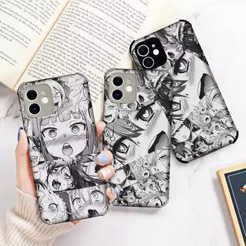 Роскошный чехол из овечьей кожи с милым лицом из мультфильма Япония для iPhone 13 12 11 Pro MAX MiNi 7 8plus SE2020 X XS XR, черный мягкий чехол 13 pro max