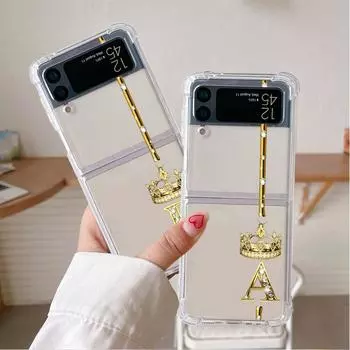 Роскошный чехол из розового золота с 26 буквами ABC для Samsung Galaxy Z Flip 3 4 5g Funda Z Flip3, прозрачный чехол для телефона с жесткой задней панелью Samsung Z Flip 3 5G