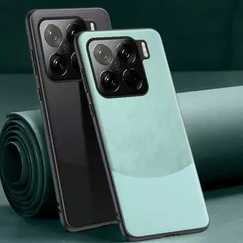 Роскошный чехол из сращивающейся кожи для телефона Xiaomi 15 Pro 14T 14 Pro Ultra Matte Anti-Shock с мягкой рамкой и задней крышкой For Xiaomi 15 Pro фиолетовый