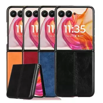 Роскошный чехол из ткани и кожи с прострочкой для Motorola Razr 50 Ultra Moto Razr 40 Plus 2023, легкий полный защитный чехол Moto Razr 50 синий