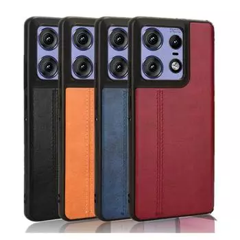 Роскошный чехол из ткани и кожи с прострочкой для Motorola Edge 50 Pro Moto Edge 50 Fusion Ultra, легкий защитный чехол с полной защитой Moto Edge 50 Ultra чёрный