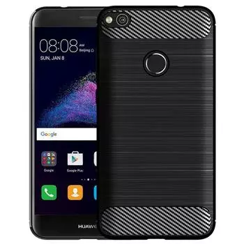Роскошный чехол из углеродного волокна для Huawei GR3 2017 Силиконовый чехол для gr3 2017 Huawei Soft TPU задняя крышка Brushe Coque GR3 2017 чёрный